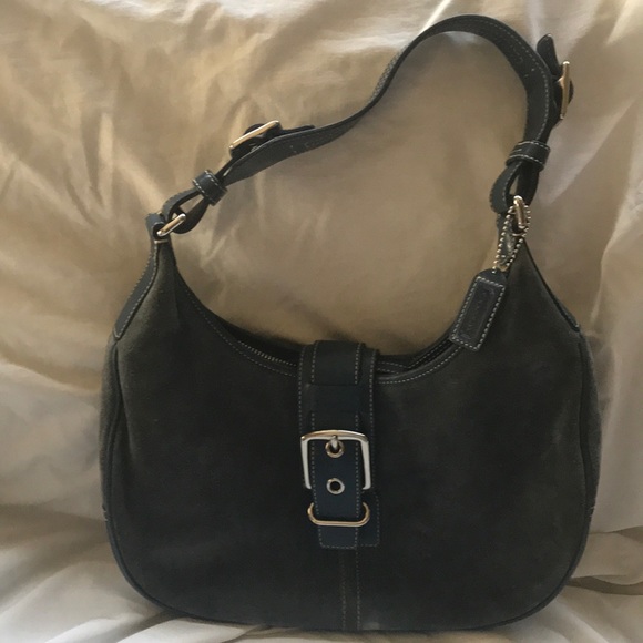 Coach Handbags - Coach handbag blue slate suede number f3q 7559 Coach Handbags - Coach handbag blue slate suede number f3q 7559